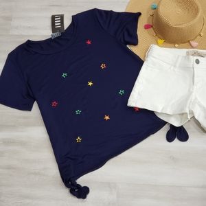 NEW Embroidered Stars Ultra Soft Navy Top